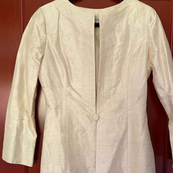 Cream Raw Silk mid Length Jacket - Picture 3 of 5